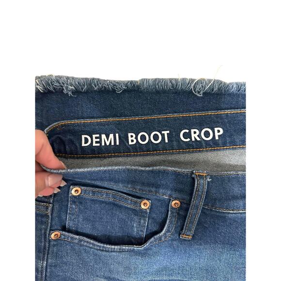 J Crew Womens Blue Demi-Boot Crop Denim Jeans Raw‎ Hem BA628 Mid-Rise Sz 35 - Picture 3 of 6